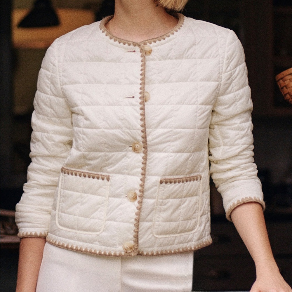 J. McLaughlin Cream Danica Puffer Jacket Size M